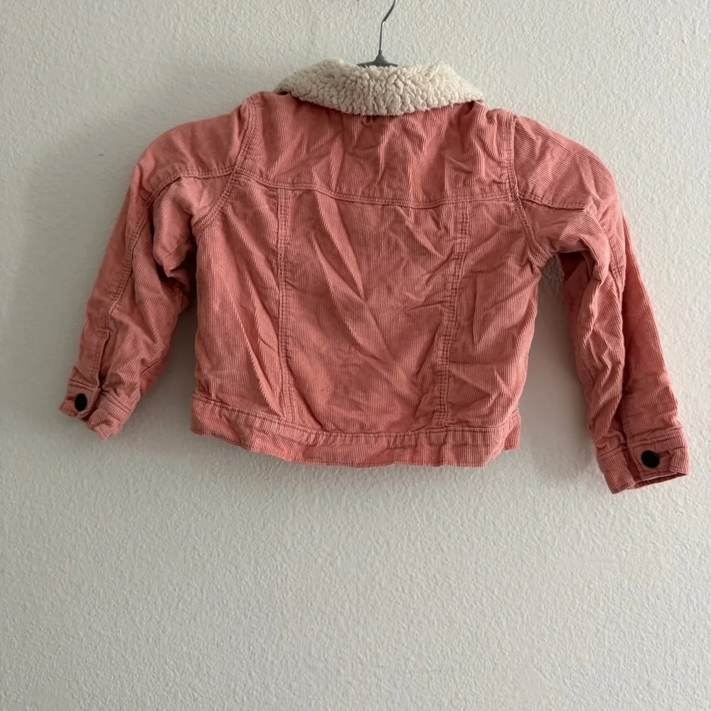 OshKosh B'gosh Toddler Girls Pink Corduroy Trucker Jacket Sherpa Collar 4T